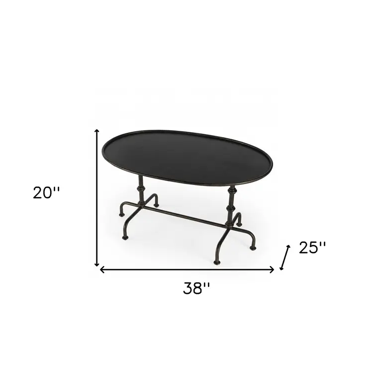38" Silver Aluminum Oval Coffee Table