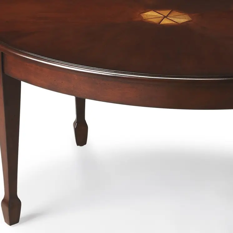 38" Brown and Dark Brown Wood Oval Coffee Table
