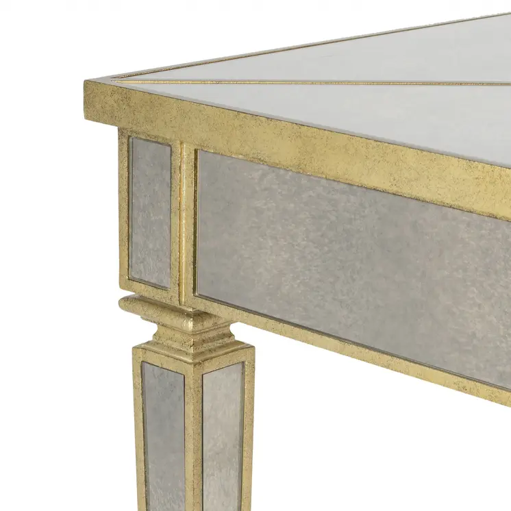 36" Brown and Silver Wood Coffee Table