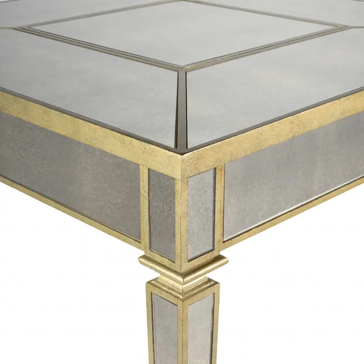 36" Brown and Silver Wood Coffee Table