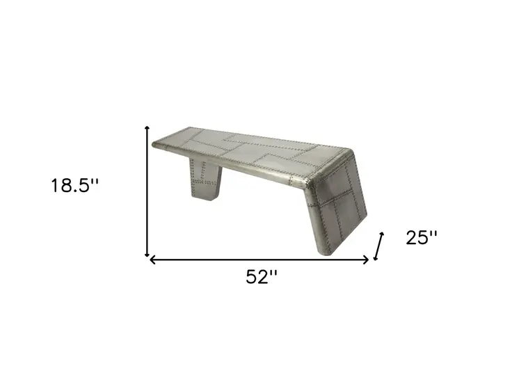52" Gray Aluminum and Metal Frame Coffee Table