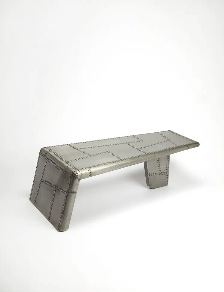52" Gray Aluminum and Metal Frame Coffee Table