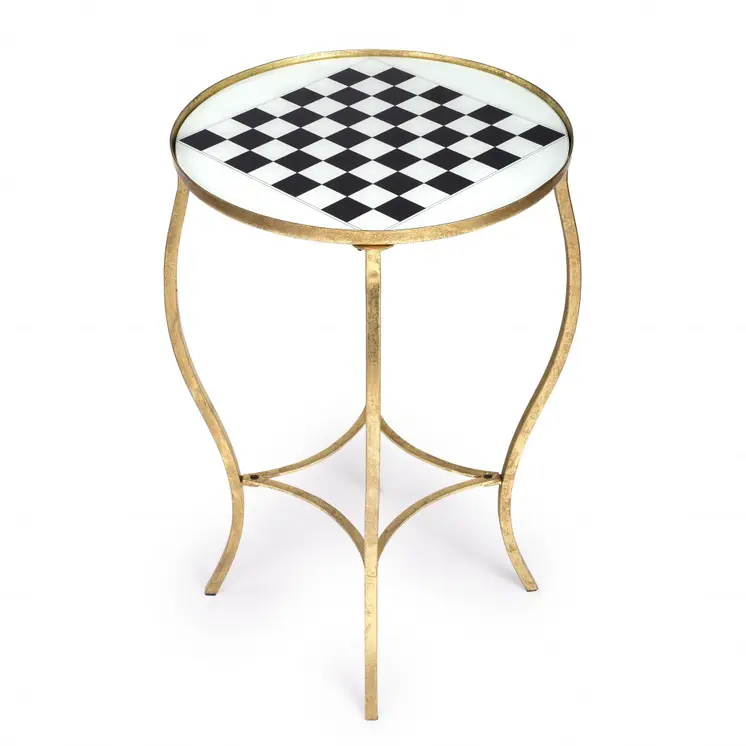 19" White and Gold Glass and Metal Round Coffee Table