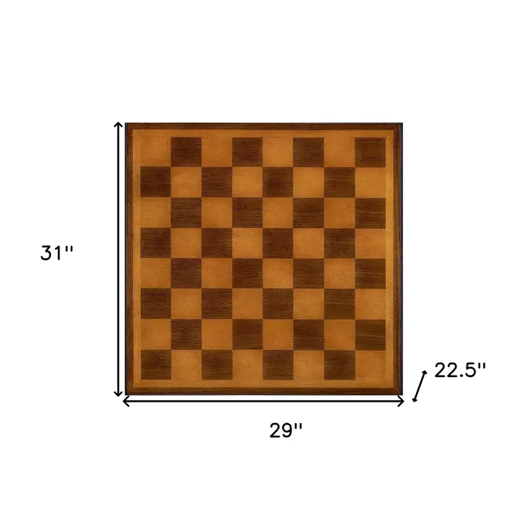 29" Brown and Dark Brown Wood Square Coffee Table With Drawer