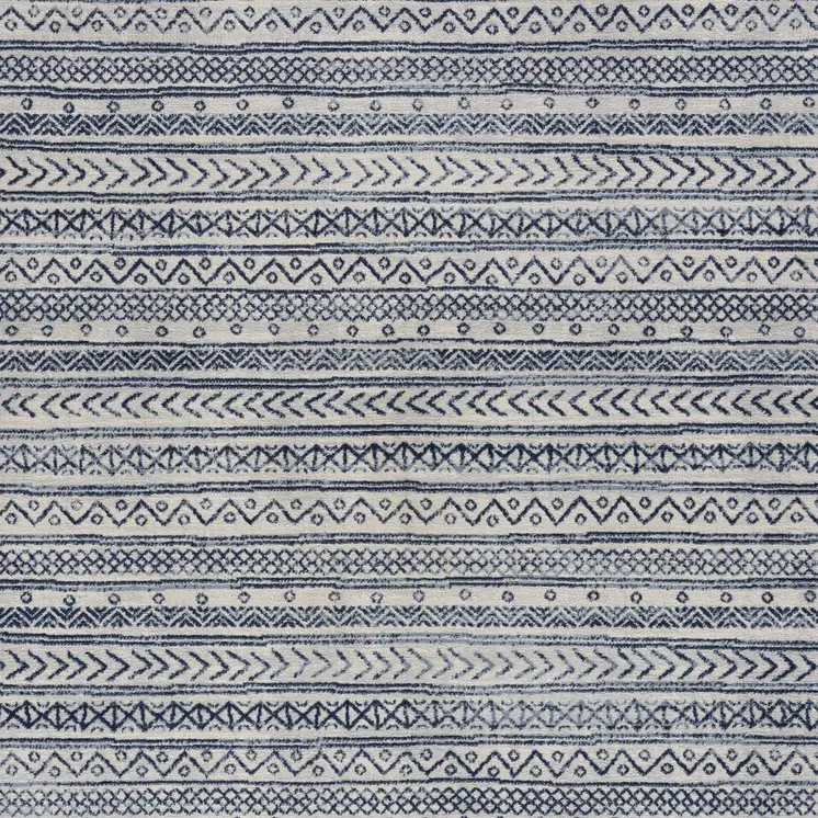 5' X 8' Navy Blue Decorative Stripes Area Rug