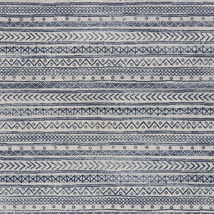 8' X 11' Navy Blue Decorative Stripes Area Rug