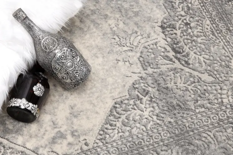 2' X 4' Gray Distressed Medallion Area Rug