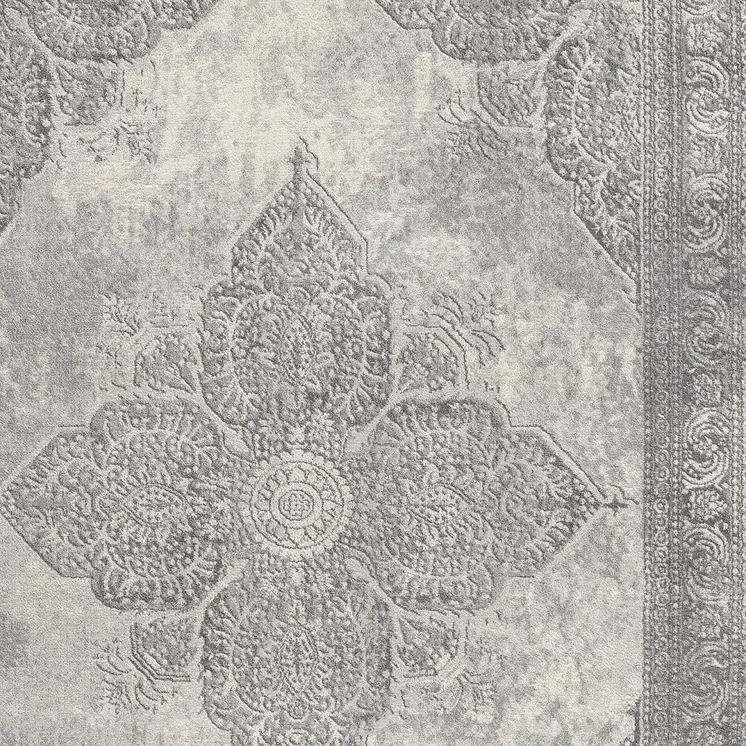 2' X 5' Gray Distressed Medallion Area Rug