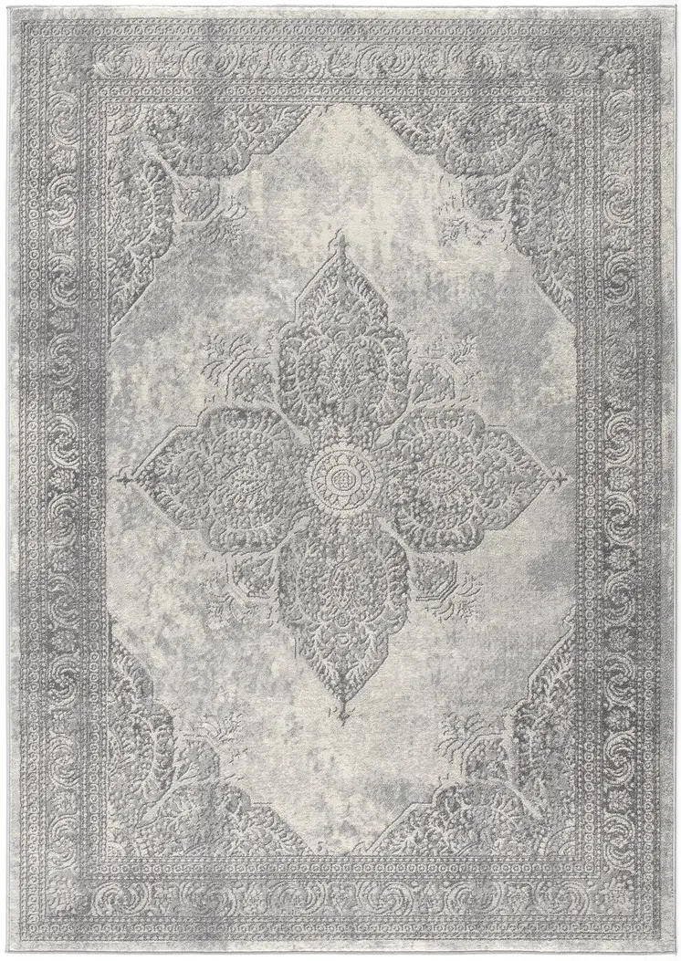 4' X 6' Gray Distressed Medallion Area Rug