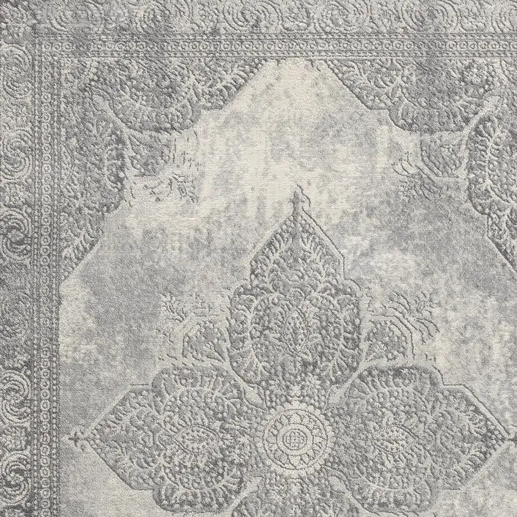 4' X 6' Gray Distressed Medallion Area Rug