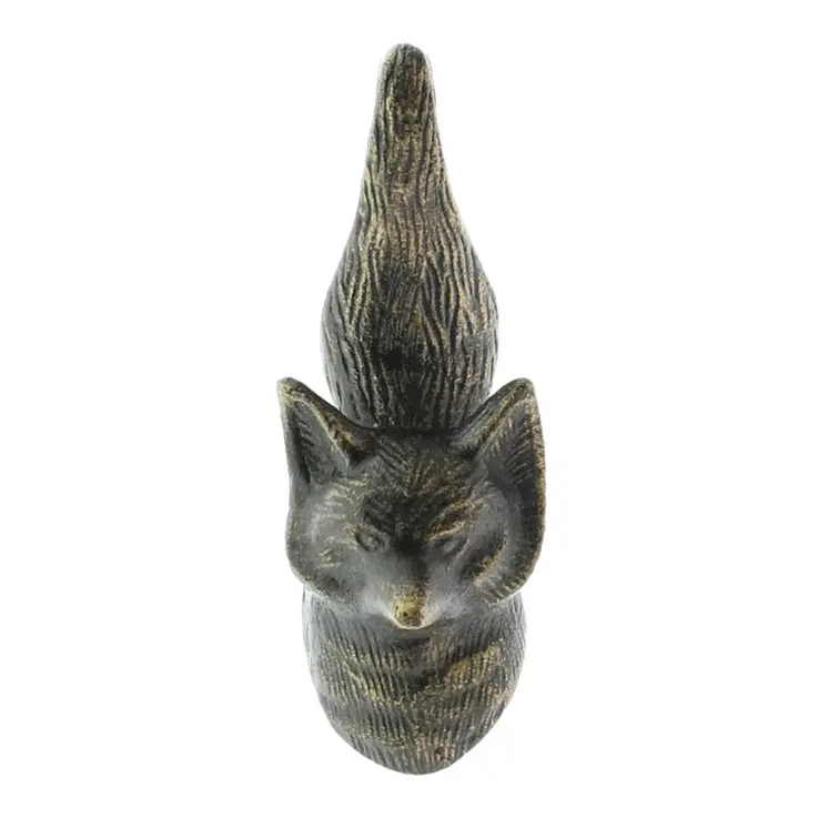 5" Brass Cast Iron Fox Dimensional Hanging Wall Hook