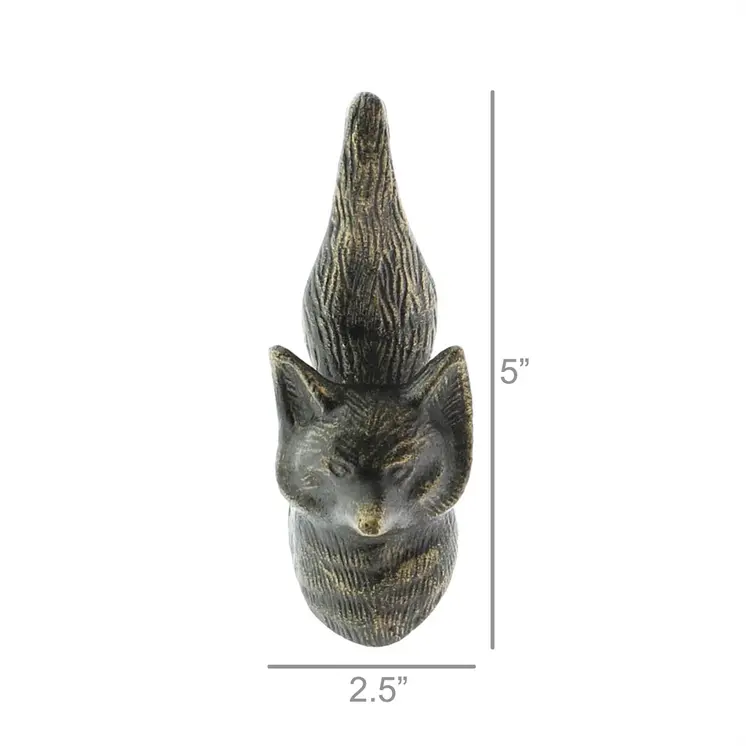 5" Brass Cast Iron Fox Dimensional Hanging Wall Hook