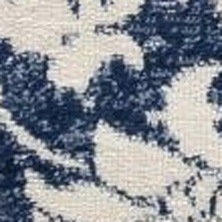 4' X 6' Navy Blue Distressed Floral Area Rug