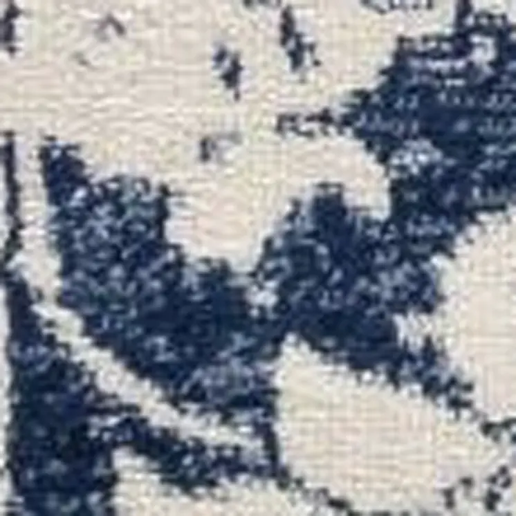 8' X 11' Navy Blue Distressed Floral Area Rug