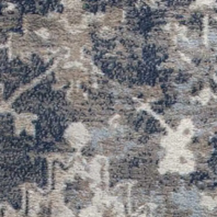 2' X 8' Navy And Beige Distressed Vines Runner Rug