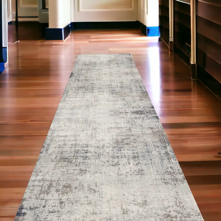 2' X 20' Navy Blue Distressed Striations Runner Rug