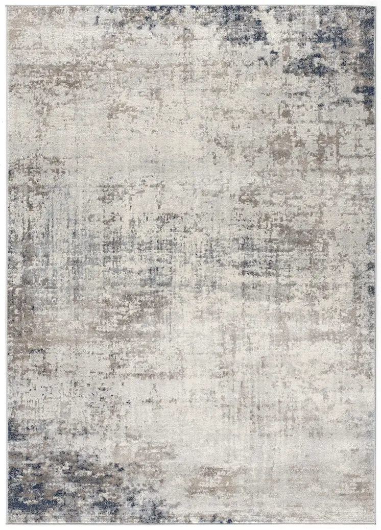 5' X 8' Navy Blue Distressed Striations Area Rug