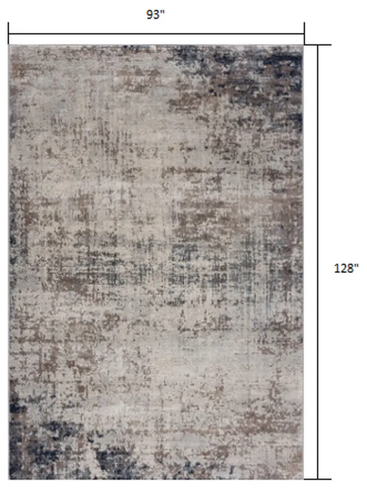 8' X 11' Navy Blue Distressed Striations Area Rug