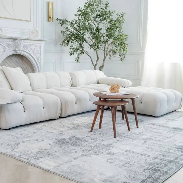 8' X 11' Gray Distressed Trellis Pattern Area Rug