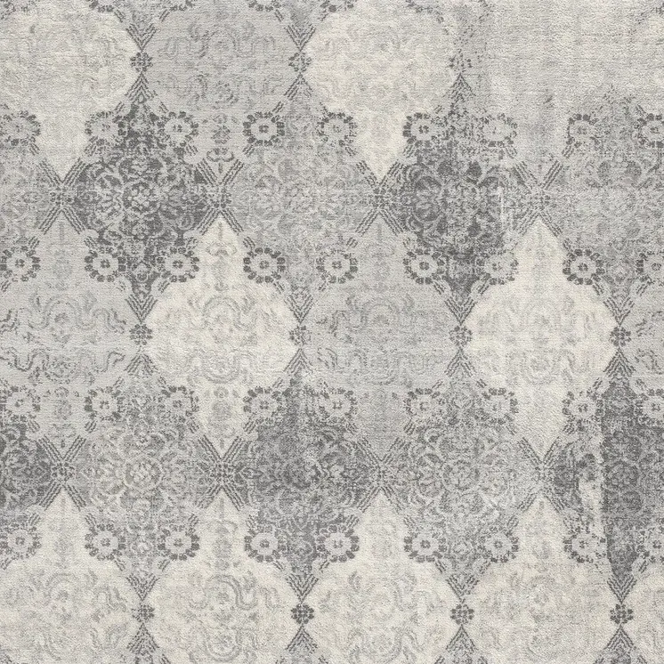 8' X 11' Gray Distressed Trellis Pattern Area Rug