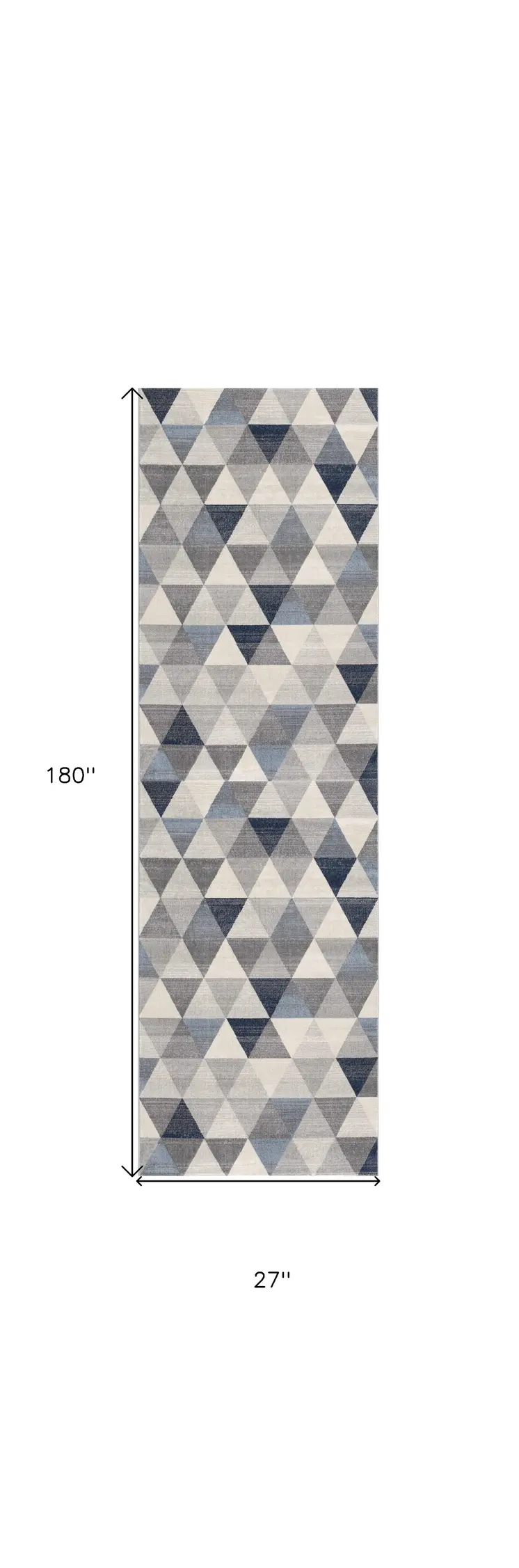 2' X 15' Navy Blue Geometric Diamond Runner Rug
