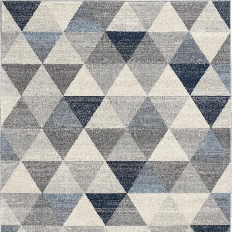 8' X 11' Navy Blue Geometric Diamond Area Rug