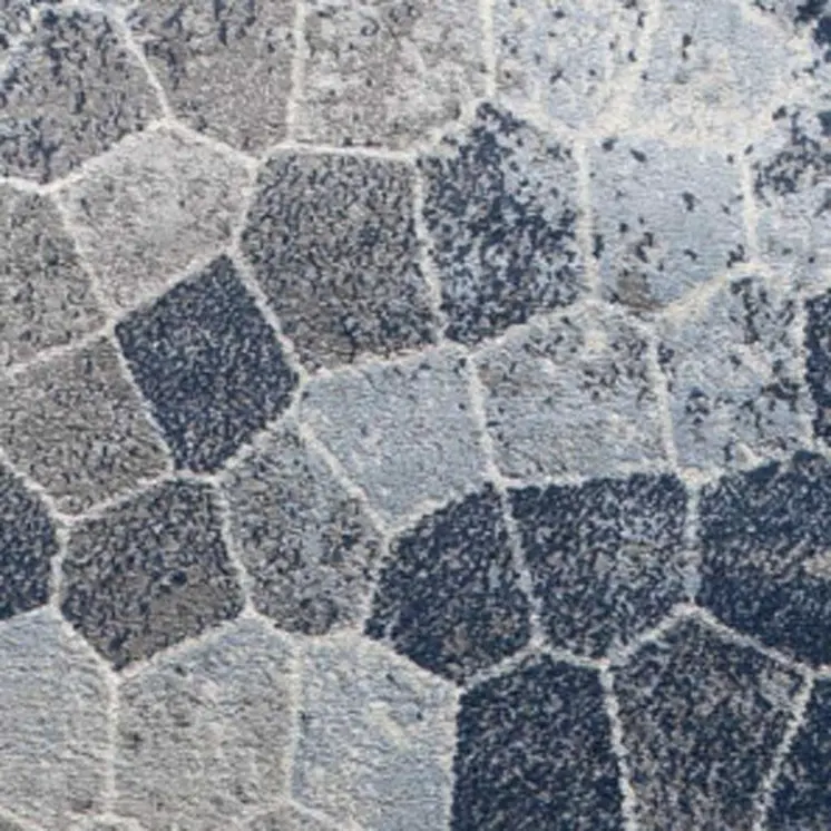 2' X 20' Navy Blue Cobblestone Pattern Runner Rug