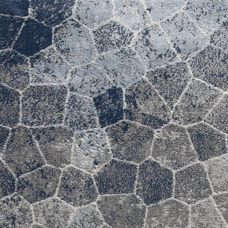 2' X 5' Navy Blue Cobblestone Pattern Area Rug
