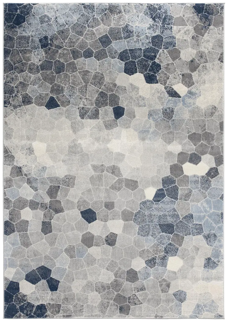 2' X 6' Navy Geometric Area Rug