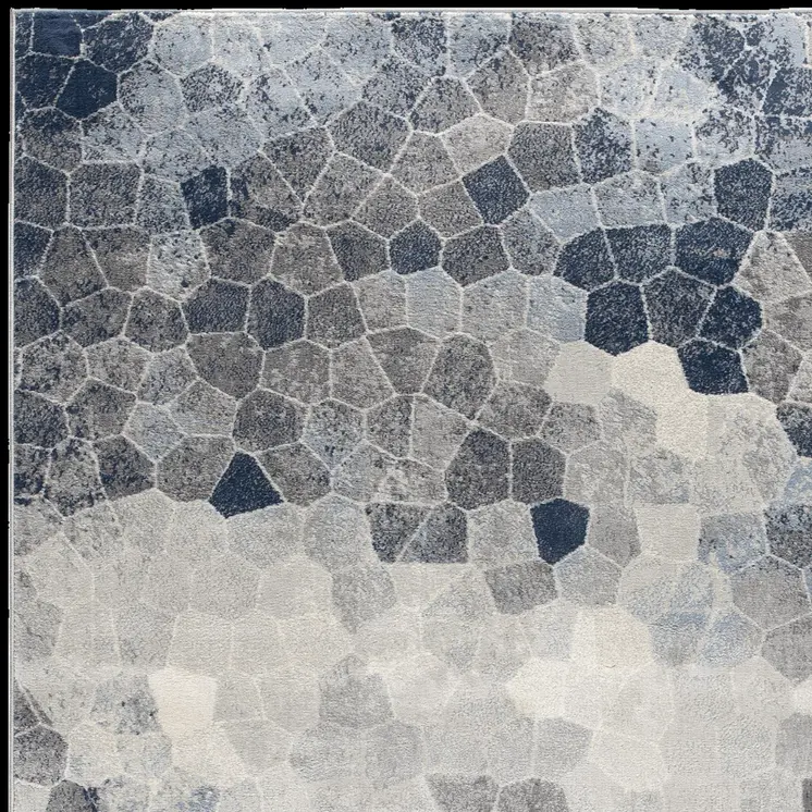 2' X 6' Navy Geometric Area Rug