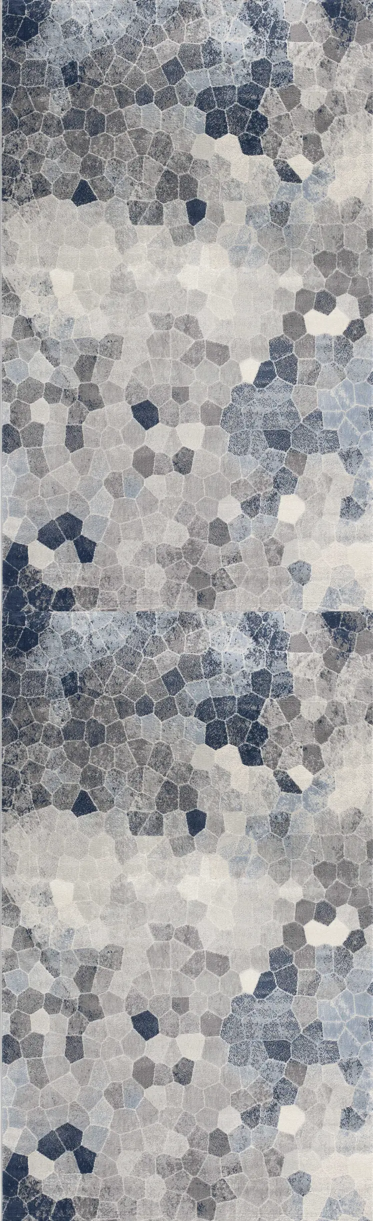 2' X 8' Navy Blue Cobblestone Pattern Runner Rug