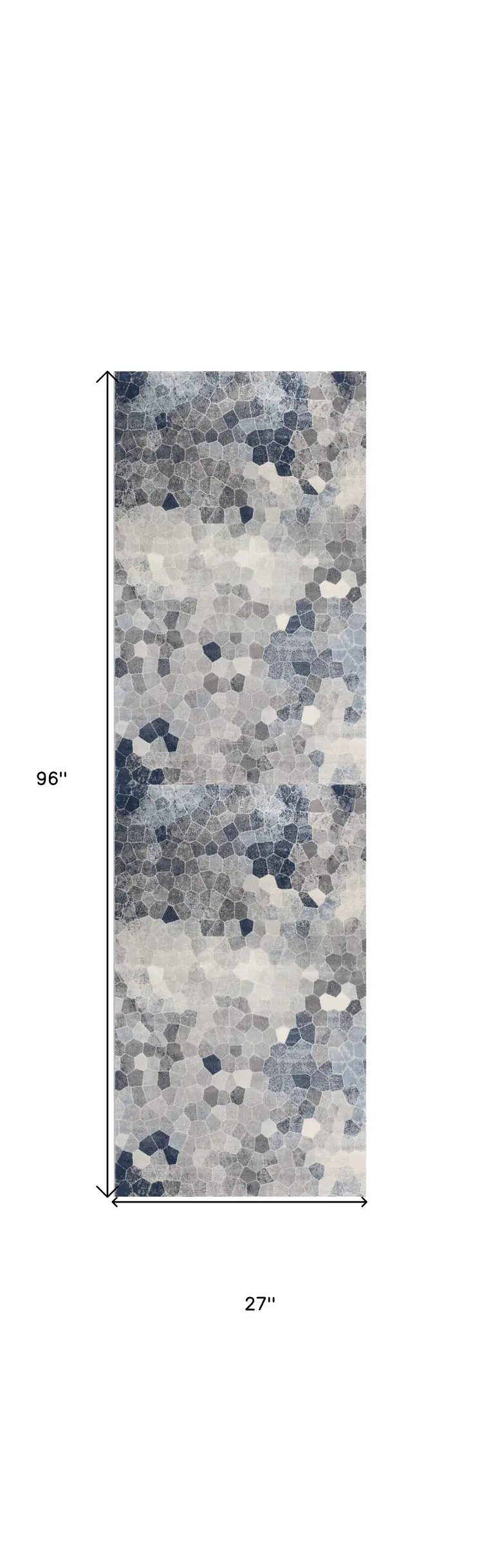 2' X 8' Navy Blue Cobblestone Pattern Runner Rug