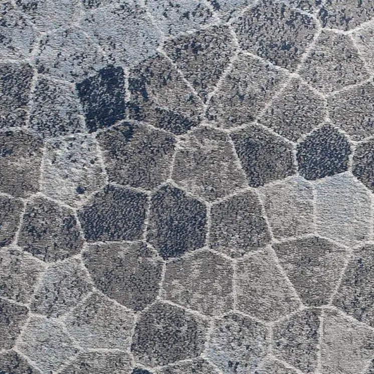 5' X 8' Navy Blue Cobblestone Pattern Area Rug