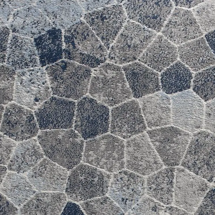 7' X 10' Navy Blue Cobblestone Pattern Area Rug