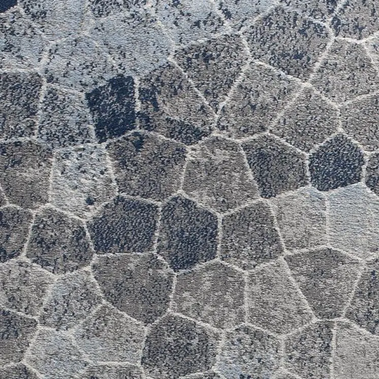 8' X 11' Navy Blue Cobblestone Pattern Area Rug