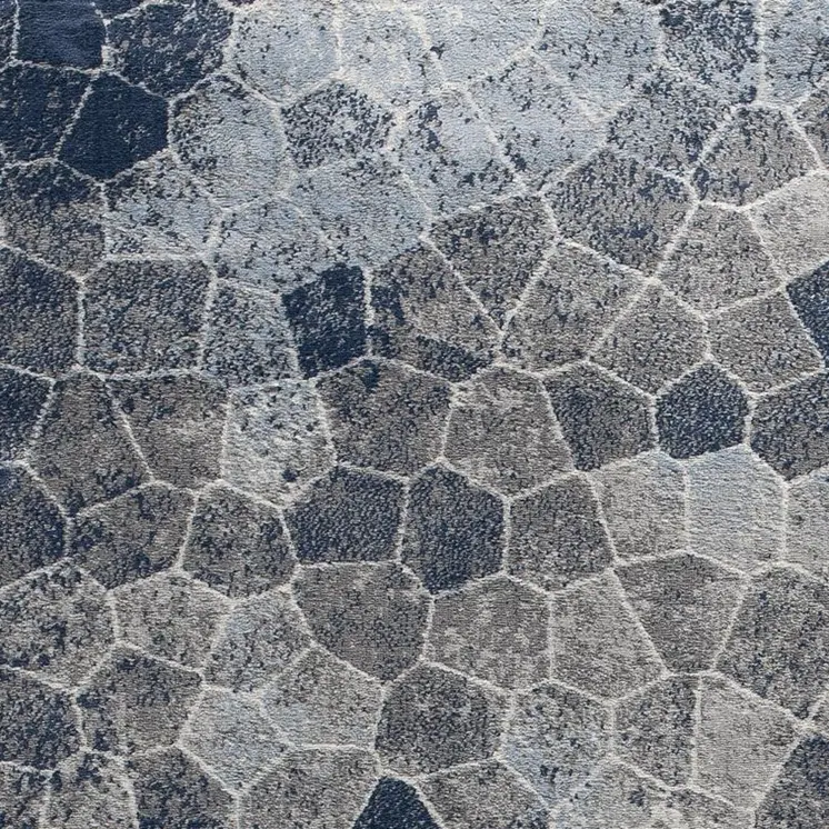 8' X 11' Navy Blue Cobblestone Pattern Area Rug