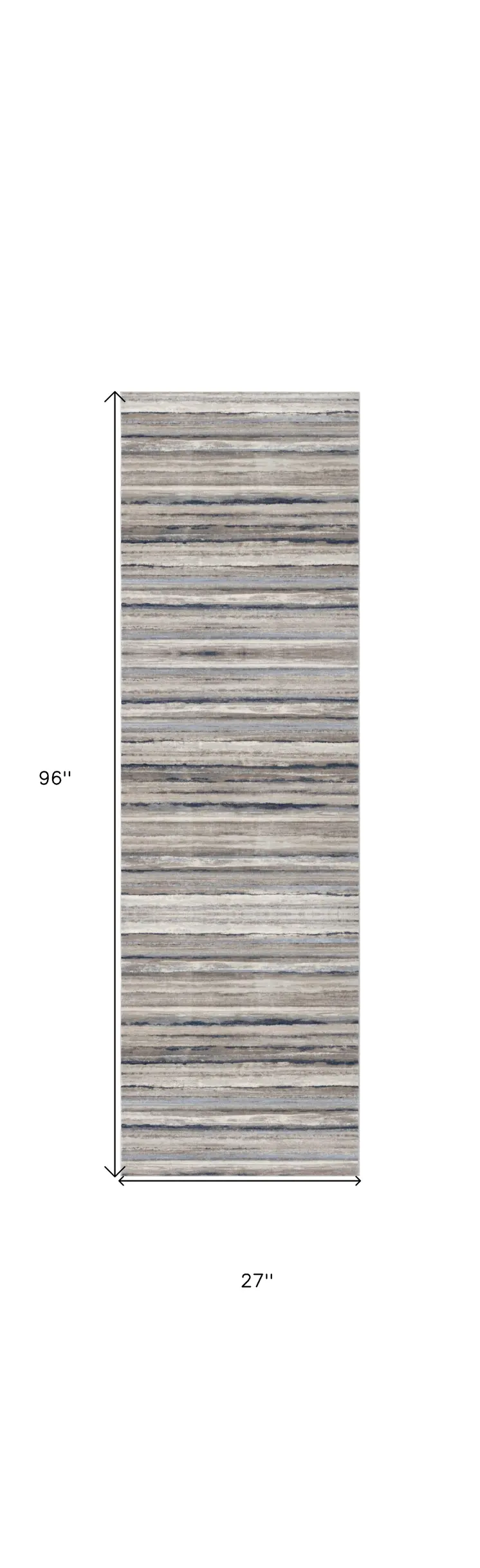 8' Blue Striped Runner Rug