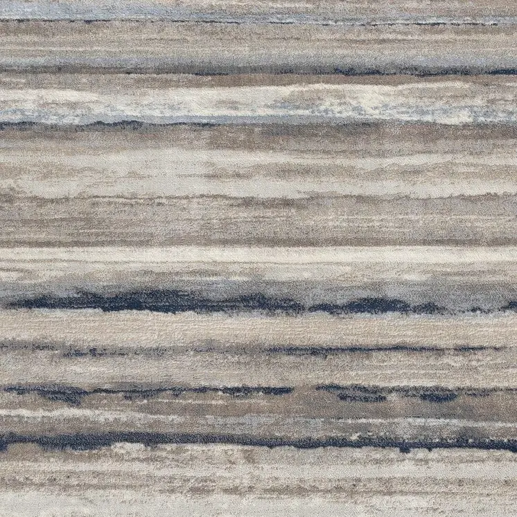 8' X 11' Blue And Beige Distressed Stripes Area Rug