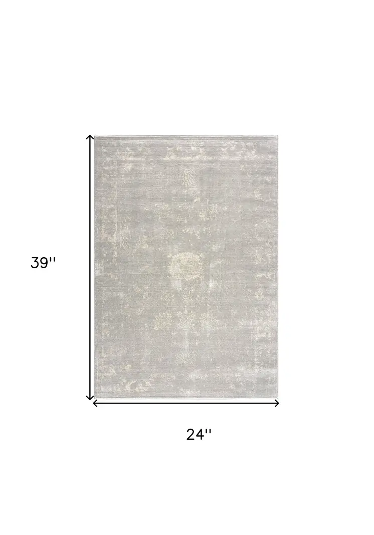 2' X 3' Modern Gray Distressed Scatter Rug