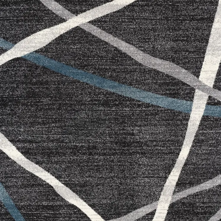 7' X 9' Distressed Black And Gray Abstract Area Rug