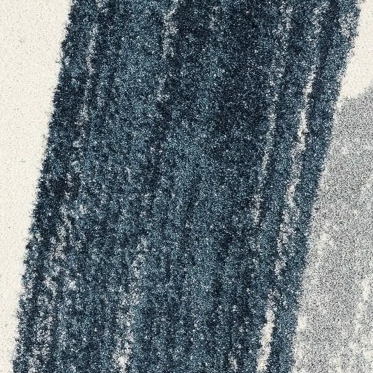 8' X 11' White And Blue Abstract Strokes Area Rug