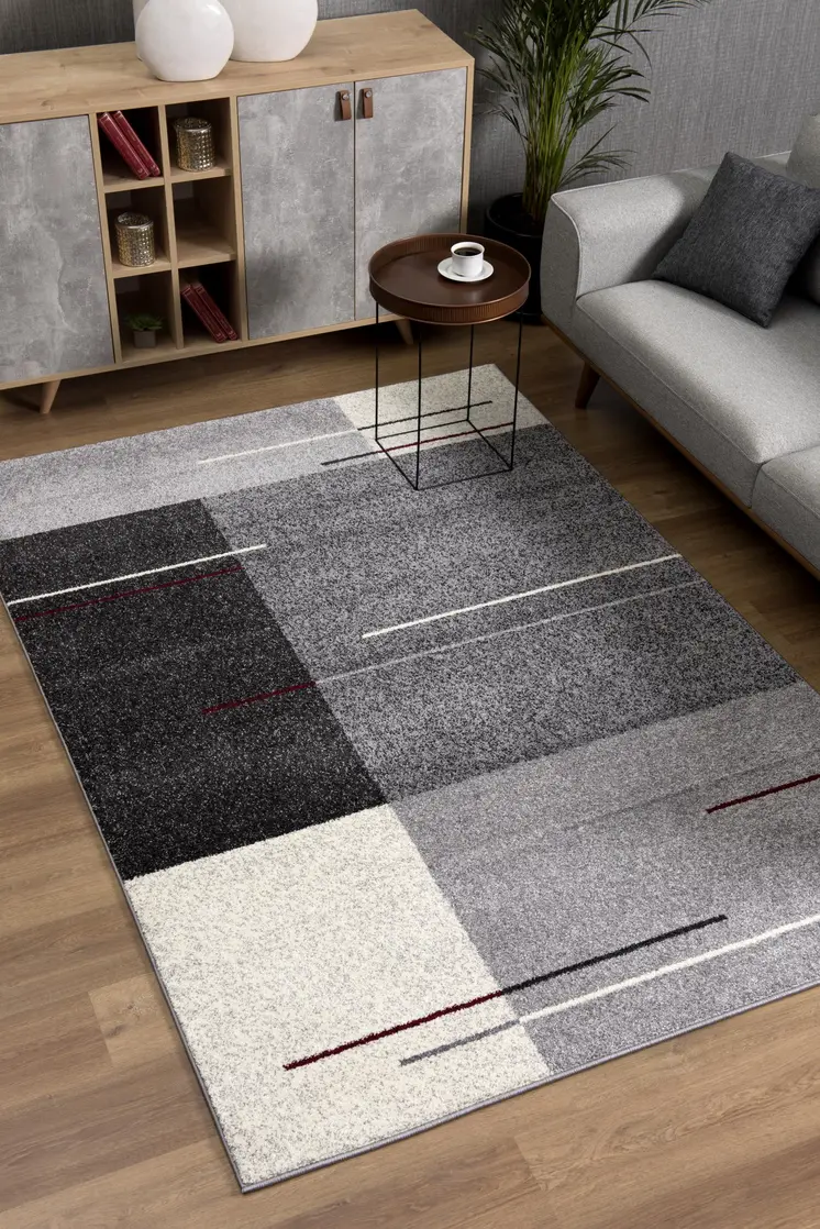 5' X 8' Gray Modern Geometric Area Rug