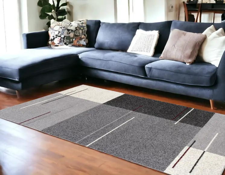 7' X 9' Gray Modern Geometric Area Rug