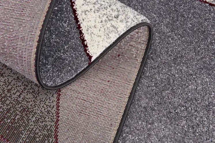 4' X 6' Grey Red Geometric Area Rug