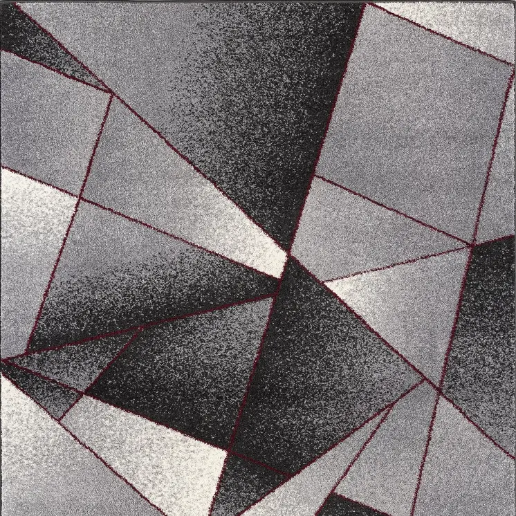 8' X 11' Grey Red Geometric Area Rug
