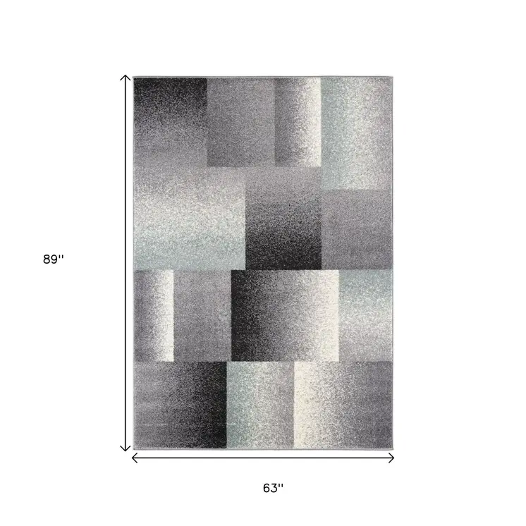 5' X 8' Gray Modern Geometric Area Rug