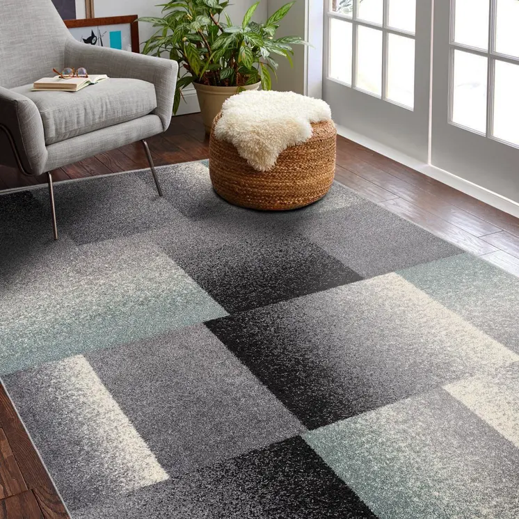 7' X 9' Gray Modern Geometric Area Rug