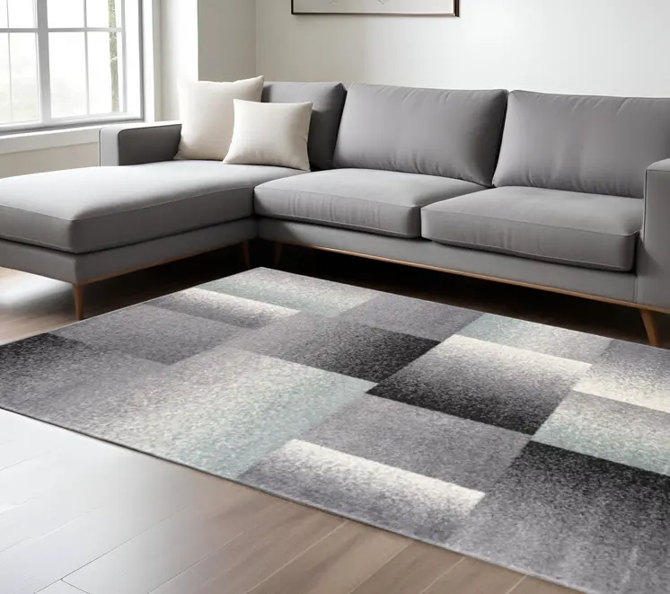 7' X 9' Gray Modern Geometric Area Rug