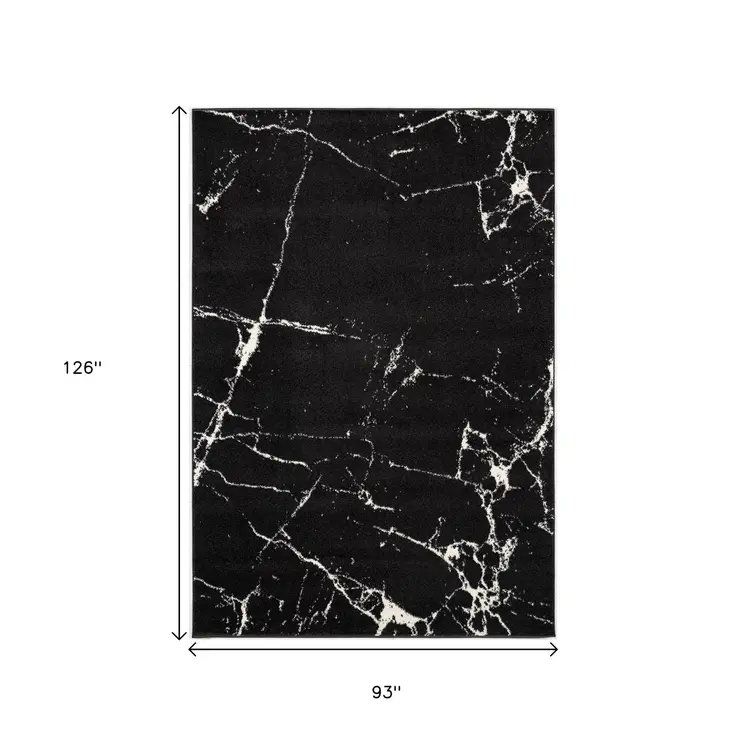 8' X 11' Black And White Abstract Breakage Area Rug