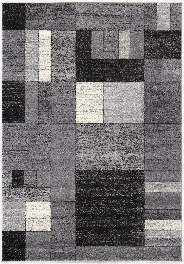 7' X 9' Gray Distressed Geometric Area Rug